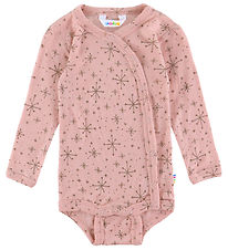 Joha Wrap Bodysuit l/s - Wool - Pink w. Stars