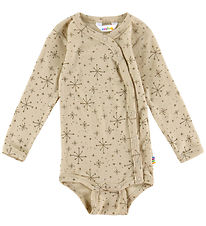 Joha Wrap Bodysuit l/s - Wool - Beige w. Stars