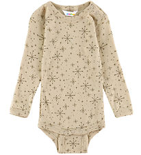 Joha Bodysuit l/s - Wool - Beige w. Stars