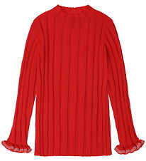 FUB Blússa - Rib - Prjónað - Ull - Rautt ljósmerki