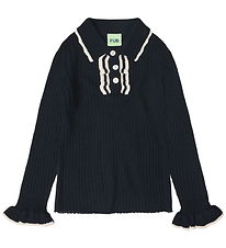 FUB Polo shirt - Rib - Knitted - Wool - Dark Navy