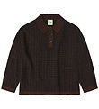 FUB Polo shirt - Knitted - Wool - Checked - Mocca/Dark Navy
