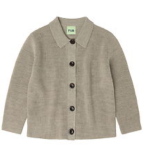FUB Cardigan - Stickad - Ull - Havremelerad