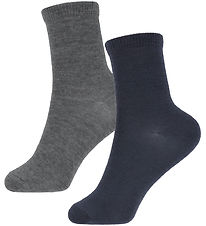 Name It Socks - 2-Pack - Wool/Cotton - NkmWak - Dark Grey Melan