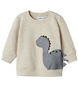 Name It Sweatshirt - NbmNixen - Peyote Melange w. Dinosaur