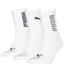 Puma Socks - Short - 3-Pack - White/Colored Logo