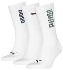 Puma Socks - Regular Crew - 3-Pack - White/Colored Logo