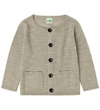 FUB Cardigan - Rib - Stickad - Ull - Havremelerad