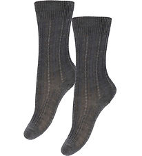 FUB Socks - Wool - Rib - 2-Pack - Dark Beige Melange