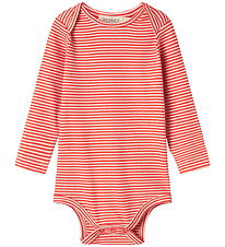 MarMar Bodysuit l/s - Rib - Modal - Leg - Red Stripe