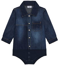 Hust and Claire Shirt Bodysuit l/s - Denim - Bertil - Blue Denim