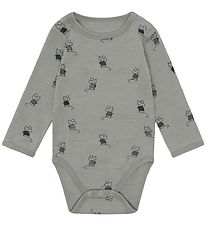 Hust and Claire Bodysuit l/s - Wool - HCBo Mouse - Forest Fog