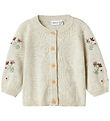 Name It Cardigan - Knitted - NbfNussy - Peyote Melange w. Flower