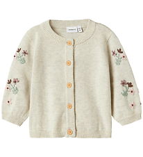 Name It Cardigan - Knitted - NbfNussy - Peyote Melange w. Flower