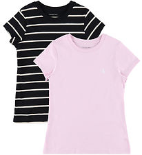 Calvin Klein T-shirts - 2-Pack - Pink/Black w. Stripes