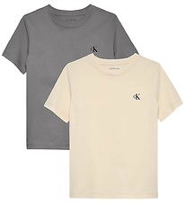 Calvin Klein T-shirts - 2-Pack - Monogram - Granite Grey/Whiteca