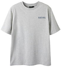 LMTD T-shirt - NlnMoods - Light Grey Melange/Dark Sapphire w. Pr