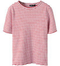LMTD T-shirt - NlfSeher - Hibiscus/White w. Pointelle