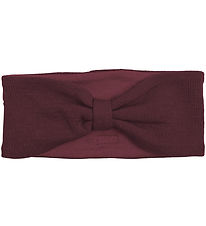 Racing Kids Headband - Wool/Cotton - Bordeaux w. Bow