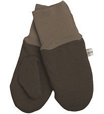 Racing Kids Mittens - Wool/Polyester - Brown
