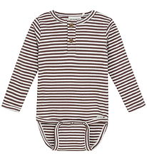 Minymo Bodysuit l/s - Rib - Chocolate Chip