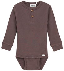 Minymo Bodysuit l/s - Rib - Modal/Cotton - Chocolate Chip
