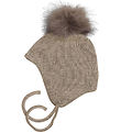 Racing Kids Beanie - Wool/Cotton - Oats w. Pom-Pom