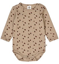 Müsli Bodysuit l/s - Rib - Acorn - Beige/Root/Deep Green
