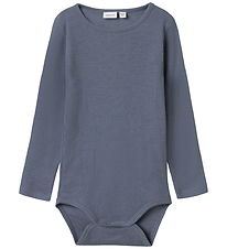 Name It Bodysuit l/s - Wool/Silk - Rib - NmmWossa - Folkstone Gr