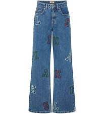 Kids Only Jeans - Wide - KogJuicy - Medium+ Blue Denim/Letters