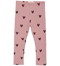Creamie Leggings - Rib - Woodrose w. Hearts