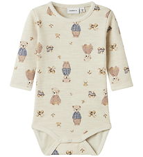 Name It Bodysuit l/s - Wool/Cotton - NbnWup - Peyote Melange/Bea