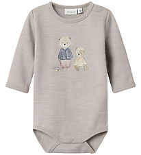 Name It Bodysuit l/s - Wool/Cotton - NbnWup - Nacreous Cloud