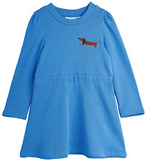 Mini Rodini Dress - Sweat - Dog - Blue
