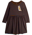 Mini Rodini Dress - Stripe Bird Patch - Brown/Blue