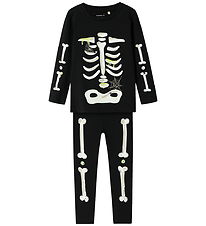 Name It Pyjama Set - 2 Parts - Glow - NmnOwen - Black/Lemonade