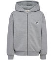 Hummel Cardigan - HmlJR Loose Zip - Grau Meliert m. Logo