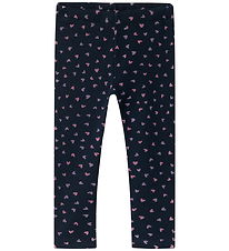 Name It Leggings w. Fleece - NmfDavina - Dark Sapphire/Heart AOP