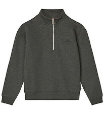 Mads Nørgaard Sweatshirt w. Zipper - Charcoal Melange