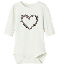 Name It Bodysuit l/s - NbfOasa - Cloud Dancer w. Heart