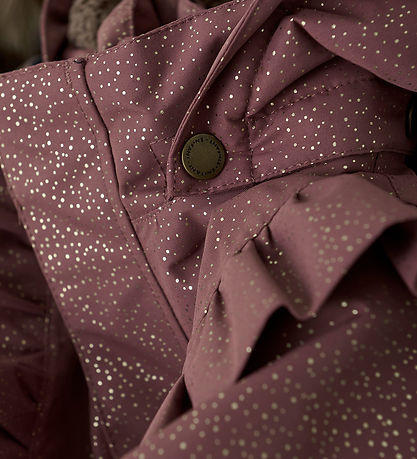 En Fant Winter Coat - Rose Taupe w. Gold Dots/Ruffles