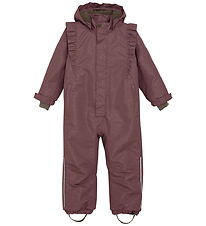 En Fant Schneeanzug m. Teddy - Rüschen - Rosa Taupe m. Goldpunkt
