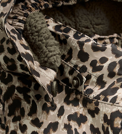 En Fant Snowsuit - Pine Bark w. Leopard/Ruffles