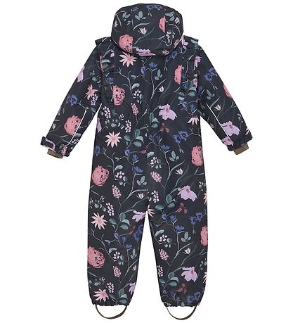 En Fant Snowsuit - Ebony w. Flowers/Ruffles