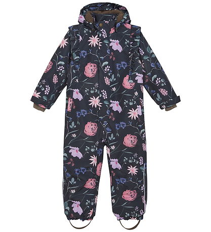 En Fant Snowsuit - Ebony w. Flowers/Ruffles