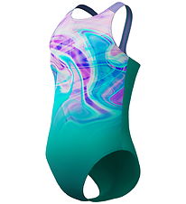 Speedo Badedrakt - Trykt pulsback - Grønn/Rosa
