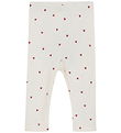 Minymo Leggings - Rib - Eggnog w. Hearts