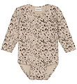 Minymo Bodysuit l/s - Sweat - Smoke Gray w. Flowers