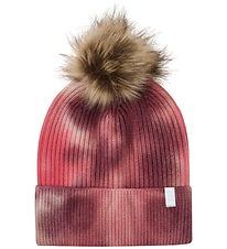 Minymo Beanie - Knitted/Rib - Withered Rose w. Pom-Pom