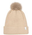 Minymo Beanie w. Fleece - Wool/Acrylic - Sandshell w. Pom-Pom
